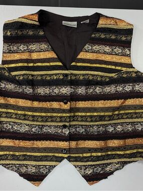 Vintage Adrian Jordan Tapestry Vest Boho Festival Multicolor Medium